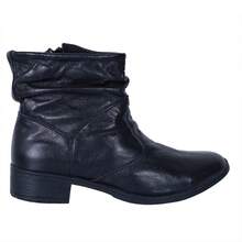 Women's Genuine Leather Boot With 3cm Low Heel And Side Zipper - 黑色 - 查看 2