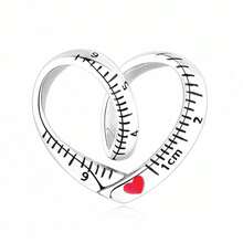 1 Piece 925 Sterling Silver Tape Measure Heart Charm, Engraved Scale Pendant Bead DIY Unisex Creative Jewelry Gift - Silver - View 6