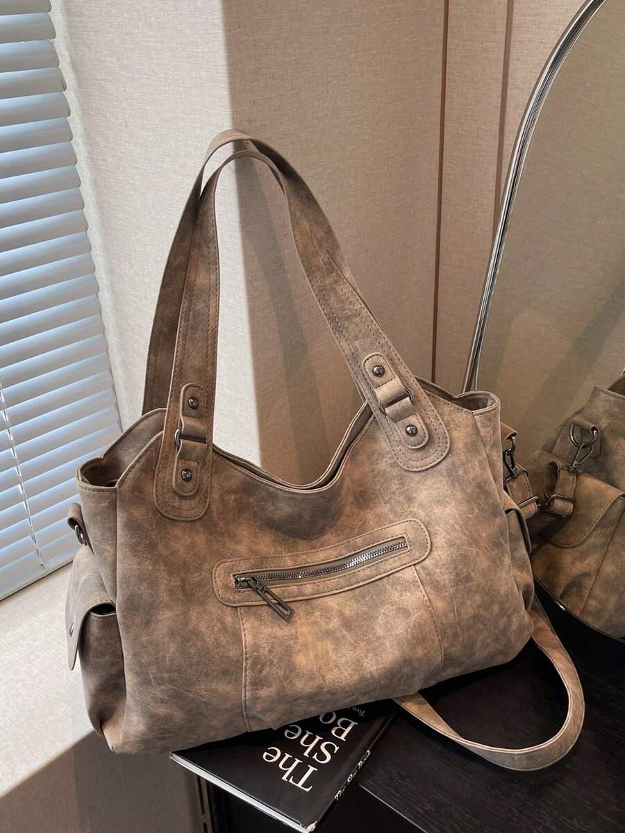 复古简约大容量时尚学生/上班通勤手提包