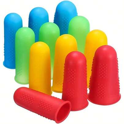 Multi-Purpose Silicone Finger Guards - 3pcs Blue Heat Resistant Finger Protectors For Hot Glue Gun, Sewing, Cooking & Crafting