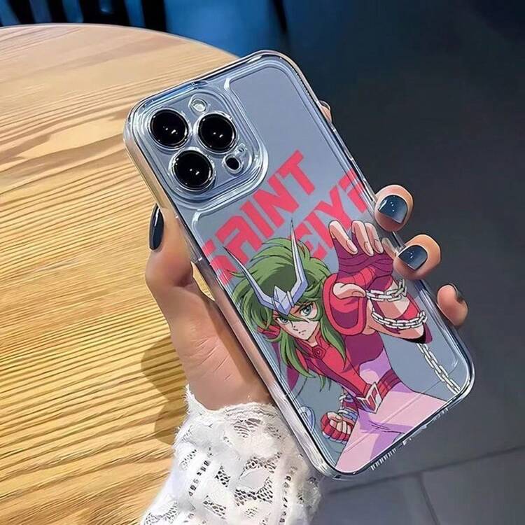 Una funda transparente y resistente a las caídas con un diseño de saint seiya, Compatible con los teléfonos 17/16 Pro Max, 11, 12, 13, 14, XR, 15, 15 Pro, 15 Pro Max y los teléfonos Galaxy A05, A15, A25, A35, A55, S23, S24 y redmi. La funda también es resistente al agua, a los golpes y a los arañazos. - Transparente 4 - Añade 2