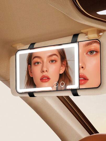 LED Car Sun Visor Vanity Mirror, 1X/3X Magnification, Ultra-Thin Design, USB Charging, 3 Lighting Modes, Adjustable Brightness, Hook And Loop Strap, Suitable For Sedan, Truck, SUV, Great Gift For Women, Moms, Office Workers, Travelers, Ideal For Birthday, Mother's Day, Christmas, Valentine's Day