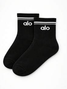 Alo Yoga Half-Crew Throwback Sock 1 Pair (Unisex) - màu đen - Xem 1