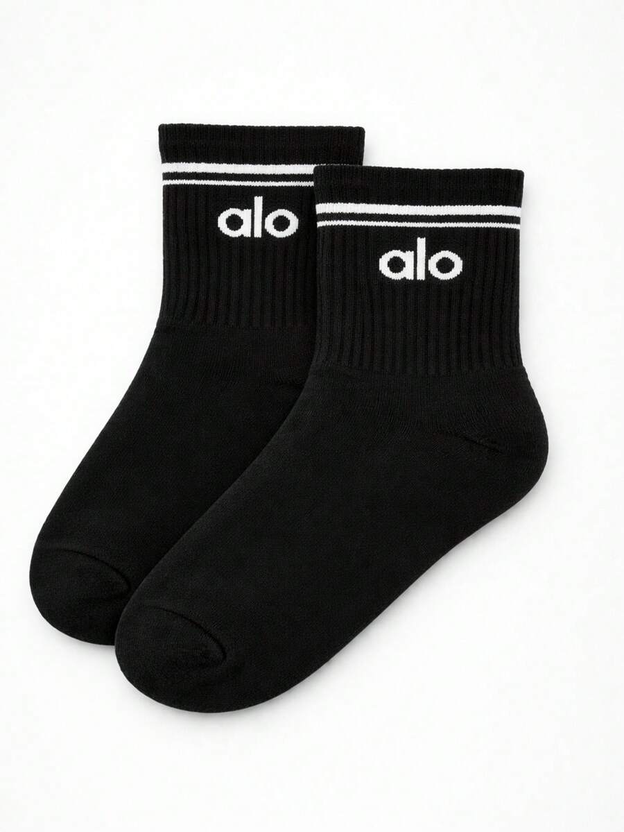 Alo Yoga Half-Crew Throwback Sock 1 Pair (Unisex) - màu đen - Xem 1