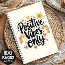 50pcs A5 Notebook - Positive Motivational Quotes, Spiral Bound, 100 Pages, Ideal Gift For Colleagues Or Friends, Daily Office/Study Supplies, Inspirational Notebook With Cheerful Designed Creative Cover Art - A5 - View 4