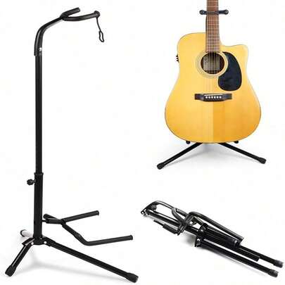 Soporte de guitarra eléctrica plegable y ajustable, soporte de suelo para bajo, adecuado para guitarra eléctrica, soporte de bajo, uso en escenario