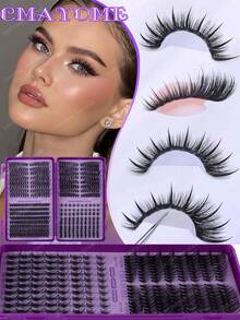 608/544/528pcs DIY False Eyelash Set. This Set Includes Various Styles Of False Eyelashes Ranging From 8-16mm In Length, Including Holiday Lashes, Cat Eye Lashes, Fairy Lashes And Lashes That Enlarge The Eyes. Soft And Long-Lasting, The Set Includes Eyelash Glue, Eyelash Brush And Tweezers. Suitable For Daily Wear, Dates, Parties And Festivals, Easy To Use. - Purple - View 11