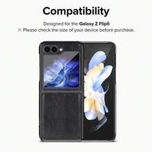 VIETAO Fashion Golden Plating Retro Crazy Horse Pattern Faux Leather Mobile Phone Case Compatible With Samsung Galaxy Flip 3 4 5 6 5g 7 Protective Phone Cover - Black - View 5