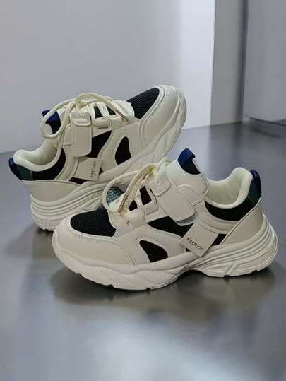 1 par de zapatos deportivos transpirables de malla unisex para niños, con suela blanda antideslizante, adecuados para niños y adolescentes, zapatillas de campus casuales y de moda para primavera, verano y otoño