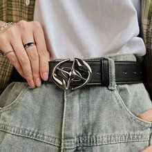 Men's Synthetic Belt With Stylish Metal Buckle, Modern And Versatile. - màu đen - Xem 2