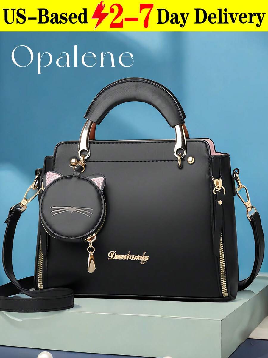 Crossbody Bags For Women, Fashionable Spliced Contrasting Color Personalized Versatile Shoulder Bag, Popular Design Round Handle Handbag,  Classic Square Women's Hand-Held Crossbody Bag. Suitable For Offices, Universities, Work, Business, Commuting, Outdoor Activities, Travel, And Outings. - 彩色 - 查看 1