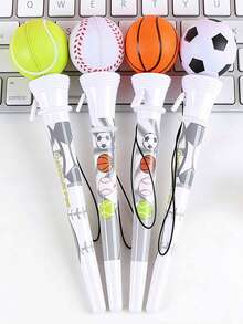 1支/4支装创意减压弹力球凝胶笔，0.5mm黑色墨水，趣味男女通用笔，办公学生笔，办公学校文具 - 彈跳球 - 查看 4