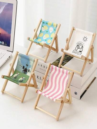 1PC Beach Chair Phone Stand Multi-Functional Desktop Phone Lazy Support Stand Creative Wooden Mini Furniture Piece, Smartphone Desktop Organizer, For Home Office Decoration, Desktop Phone Stand, Joke Design, Sturdy Structure, Phone Stand, Adjustable Phone Stand, Phone Stand, Smartphone Stand Model