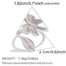 Set de 3 piezas/1 pieza de anillos de acero inoxidable con estilo - Anillo minimalista abierto de 304, accesorio exquisito inspirado en la naturaleza, adecuado para uso diario, fiestas, bodas, regalos de cumpleaños - Multicolor - Ver 11