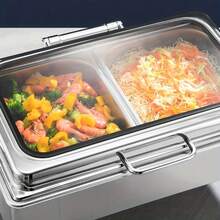 1 Pack 9L Stainless Steel Food Insulation Furnace with Alcohol Furnace, Heated Water Insulation Furnace, Large Transparent Pot Cover, Used for Banquets, Restaurants, Parties, Only for cooking - Übersicht 4