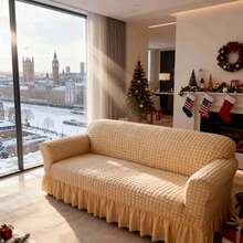 1/2/3/4 Pcs Sofa Covers For Couches Couch Cover Forros Para Sofá White 1/2/3/4 Seater Universal Elastic Stretch Sofa Cover Anti-Dirty Wrinkle-Resistant Soft Couch Slipcover Pet Friendly Washable Furniture Protector For Living Room Bedroom Home Hotel Office - Buff Yellow - View 2