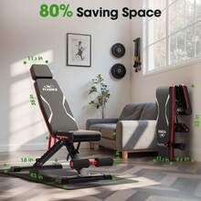 FLYBIRD Adjustable Weight Bench Fits Up To 6'5'', 750LBS Capacity For Full Body Workout, 27LBS Sturdy Foldable Bench Press For Home Gym, 5X Stable Lifting Bench Incline Decline Flat Dumbbell Exercise - Đen 700 lbs - Xem 7