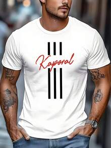 Camiseta Deportiva Casual para Hombre, Nueva Marca de Moda con Cuello Redondo, Camiseta Minimalista Blanca Kaporal con Logo y Dorado - Ideal para el Día a Día, Tejido de , Top Casual de Verano para Hombres, Ropa Casual, Camiseta de Manga Corta con Estampado de Letras, Camiseta Estampada - Blanco - Ver 4