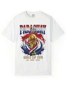 Paraguay World Cup 2026 T Shirt Colors, Soccer Fan Tee, Football Shirt Unisex Gift For Couples - 白色 2 - 查看 1