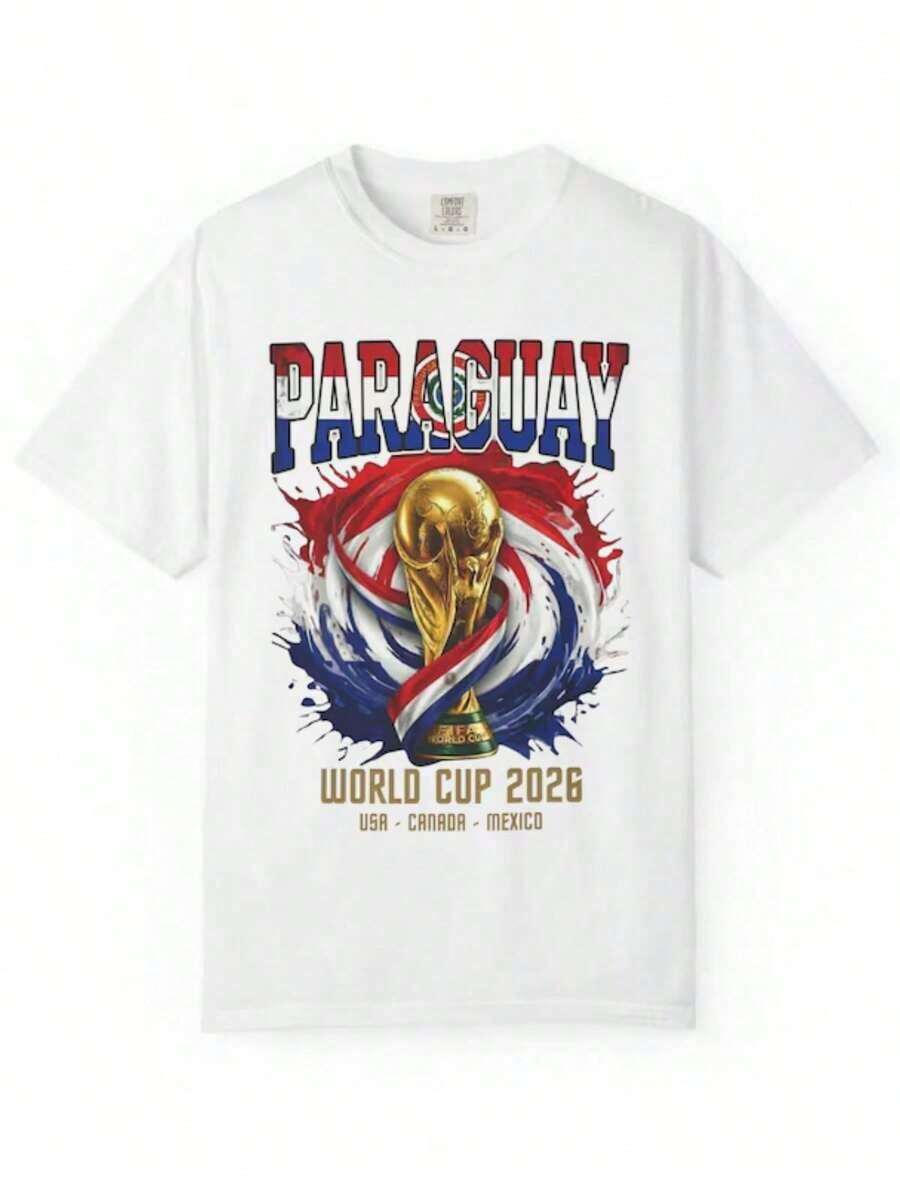 Paraguay World Cup 2026 T Shirt Colors, Soccer Fan Tee, Football Shirt Unisex Gift For Couples - 白色 2 - 查看 1