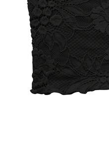Sexy Fashionable Versatile Deep V-Neck Lace Patchwork Semi-Sheer Backless Camisole Top For Women, New Spring/Summer Casual Black - Black - View 6
