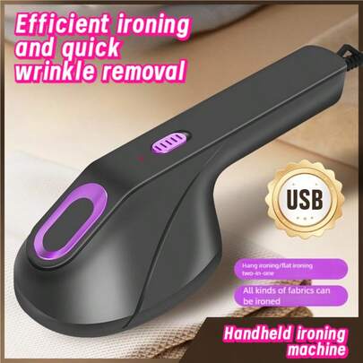 OBOVAY 2-In-1 Portable Handheld Steam Iron And Garment Steamer - Mini Travel Iron For Clothes, Bedding, Travel - Compact Multipurpose Low Pressure Operation (Black/White), USB Powered