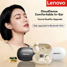Lenovo 联想EA289蓝牙耳机，降噪，超长续航，防水TWS真无线耳机，入耳式，适合运动、睡眠，佩戴舒适，联想原装蓝牙耳机 - 月岩白 - 查看 4