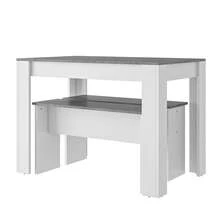 Flieks Dining Table With 2 Benches Dining Table Set For Kitchen, Dining Room, Small Space Artificial Marble - Grey - View 3