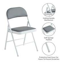 Mcc Direct Folding Chairs, Faux Leather Foldable Chairs With Metal Frame And Padded Seat, Easy To Fold And Store For Home, Office, Dining And Reception (4Pcs) - Grey - View 4