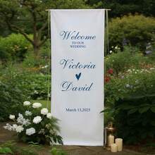 Personalized Wedding Welcome Sign, Modern Wedding Welcome Banner, Customized Fabric Wedding Banner, Boho Wedding, Bridal Shower Sign, Customized Name Wedding Sign, Minimalist Welcome Sign, Fabric Welcome Sign, Wedding Decor, Wedding Welcome Board, Modern Wedding Welcome Board, Fabric Welcome Board, Custom Linen Wedding Welcome Board - Multicolor - View 3
