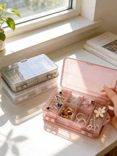 1PC Large Capacity Multi-Layer Jewelry Storage Box, Portable Jewelry Organizer With Multiple Compartments, Dust-Proof Jewelry Case For Earrings Necklaces Bracelets Rings, Versatile Jewelry Holder With Dividers For Women ,Room Decor