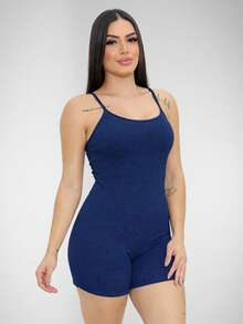 Set Of 2 Ribbed Jumpsuits With Straps For Women's Gym And Sportswear - Fitness - Navy Blue - View 3