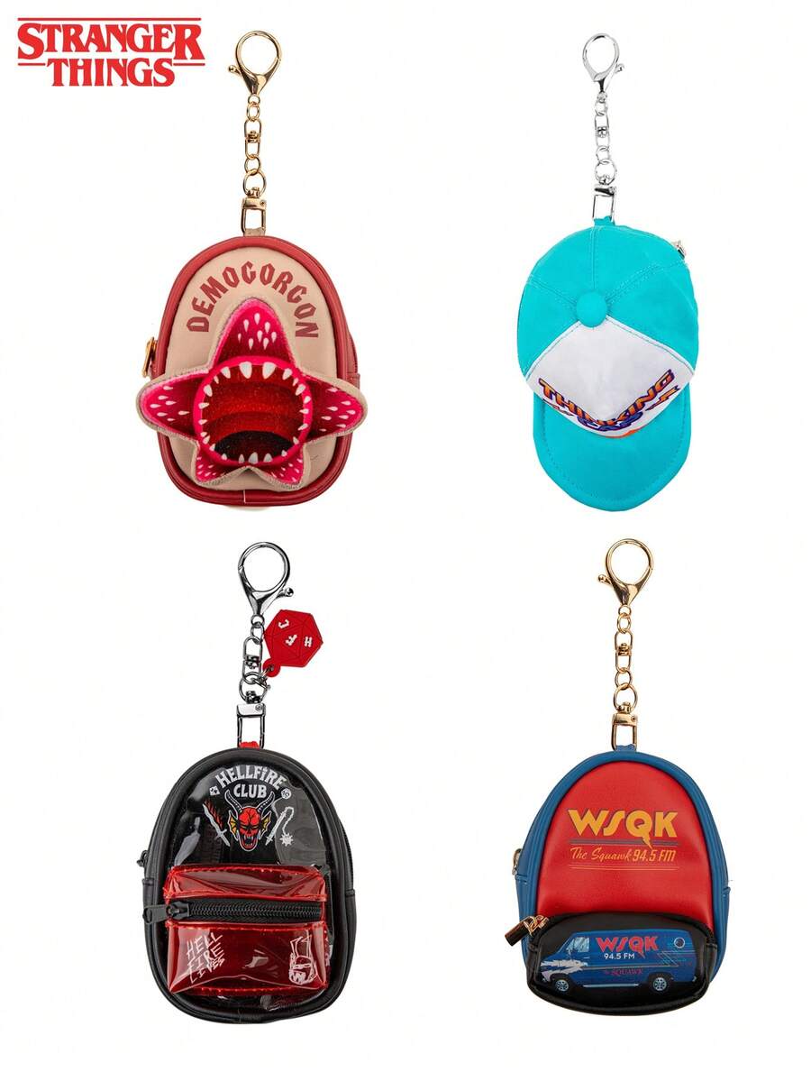 1/4Pcs Netflix Officially Licensed Stranger Things Bag Clips Bag Decoration Mini Fashion Storage Tote Bag Carry With You Keychain Pouch Keyring Clothing Backpack Hanging Accessories Ornament Christmas Birthday Gift For Family Friends - View 1