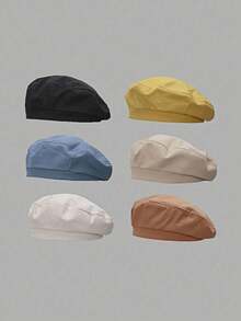 1顶韩式复古八角贝雷帽，质地柔软，休闲百搭，适合春秋季佩戴，适合小脸型，时尚的画家帽，是外出、聚会和派对的绝佳礼物 - 彩色 - 查看 7