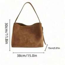 2025新款复古棕色大容量水桶包，可作单肩包、腋下包、斜挎包使用，商务女士休闲日常通勤包，时尚学生手提包，适合工作、购物和日常使用，波西米亚风格女包，完美适用于牛仔竞技等场合，复古女包，新款时尚大容量女包 - 棕色 - 查看 7