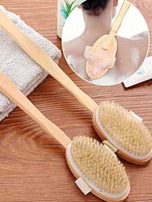 1pc High-Quality Long Handle Wooden Bath Brush, Natural Bristles, Detachable Back Massage Exfoliating, Suitable For Dry Skin Exfoliation And Body Massage, Detachable Design, Ergonomic, Smooth And Vibrant Skin, Fragrance-Free, No Battery Required - Multicolor - View 6