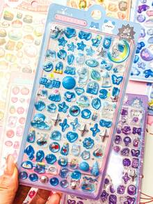 Cute Cartoon 3D Embossed Crystal Stickers, Cat Rabbit Star Stereo Kids' Decals, Lovely Educational Kids' Handmade Reward Paste, Scratch-Proof & Moisture-Proof Dirt-Resistant Creative Decor For Schoolbags Pencil Bags Tablet CasesDecorations - Gifts. - Multicolor - View 3