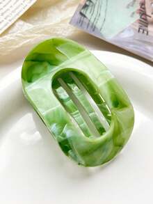 1个/6个装大理石纹休闲ABS塑料弧形椭圆发爪夹，大理石渐变色发爪夹，优雅发饰 - 彩色 - 查看 5