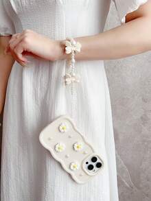 1个DIY雏菊马卡龙手机壳，带挂绳，情侣最新热销2025手机壳，适用于三星Galaxy/苹果/ / / - 白色 - 查看 5