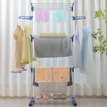 Floor Clothesline For Clothes, Underwear, Shelves, 3 Tier Tower, Foldable, Portable, Compact, With Wheels, Multifunctional - 彩色 - 查看 7