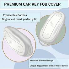 Key Fob Cover, TPU Key Fob Case Cover Fits Model Y Model S Remote Key Holder, Silver White - Silver White + for Model S/Y/3 - View 4