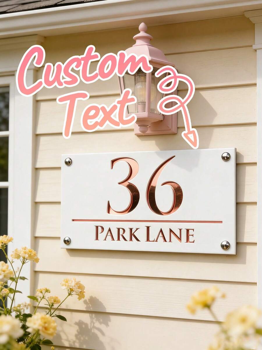 Customized Acrylic House Number Plate With Customizable Metal Numbers And Address, Double-Layer Frosted Street Address Plate For Outdoor Use, Hanging Wall Decor For Home And Commercial Signs - Multicolor - View 1