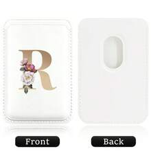 Elastic Magsafe Cardholder Slim Leather Magnetic Wallet Built In Magnet Designed Magnet Phone Bag Cover CellPhone Credit Card Holder For Apple12/13/14/15/16 Pro Max & Magsafe Case A-Z Gold Pattern - White - View 33