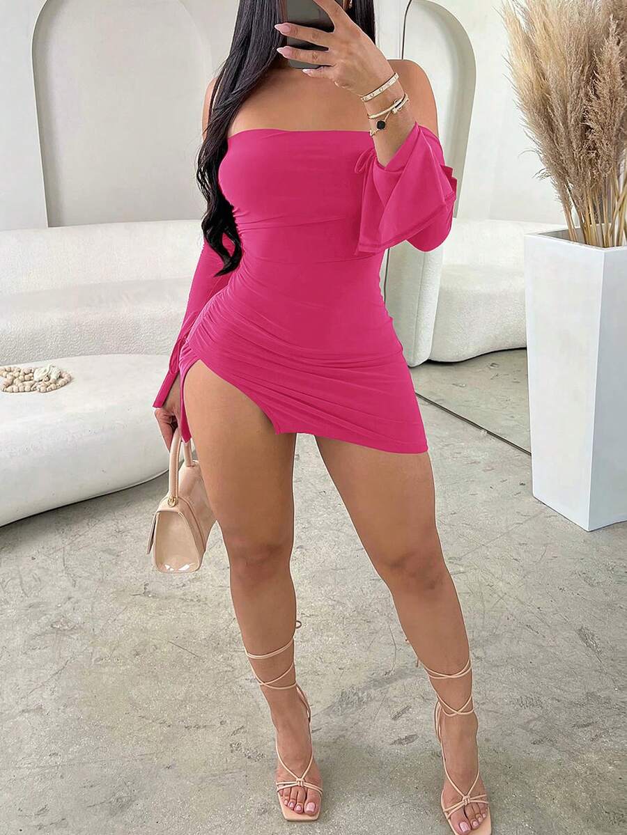 女士嘉年华之夜浪漫派对情人节优雅无袖抹胸高开衩迷你连衣裙夏季