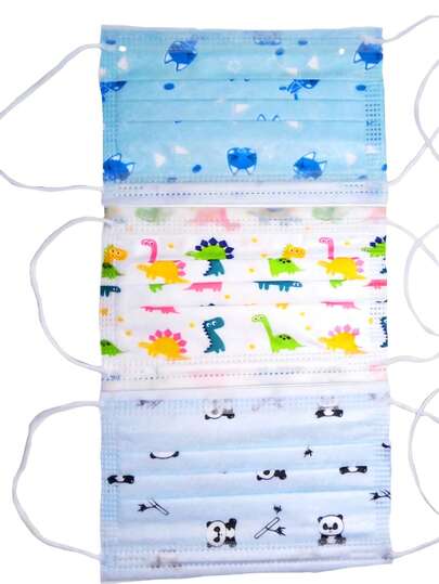 100 cubrebocas tricapa diseños infantiles