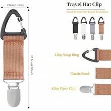 Tri-Hook Fabric Hat Clip For Travel - Adjustable Sun Hat Holder, Non-Elastic Clamp For Hats, Caps & Accessories On Backpack, Beach Bag, Luggage - Random Color *1 - View 5
