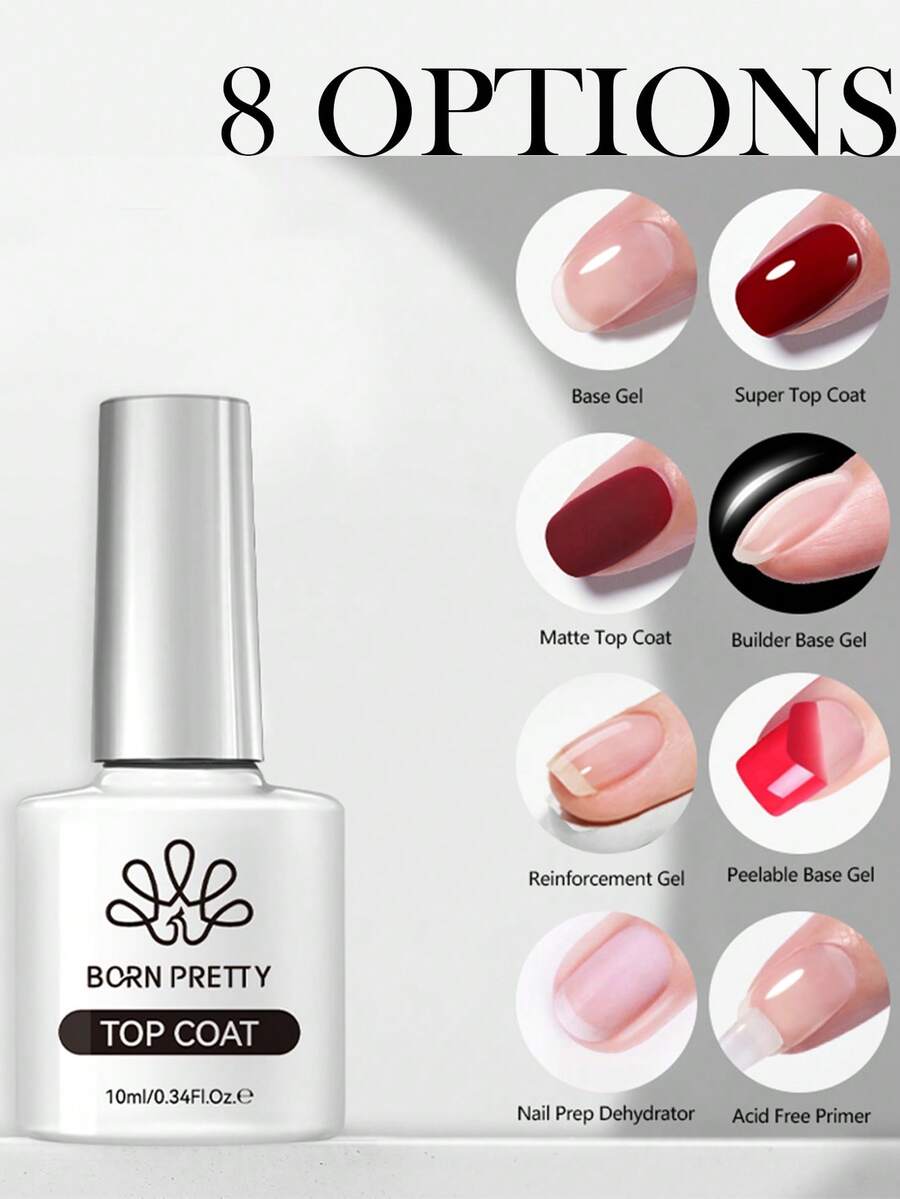 BORN PRETTY 10ml Base Coat & Top Coat Set, Salon Manicure Gel Polish, Super Glossy, Long-Lasting, Matte Finish