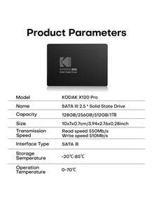 Kodak 柯达 X120PRO 128GB/250GB/500GB/1TB 固态硬盘 SATA 2.5英寸 笔记本电脑/台式机 SSD - 查看 7