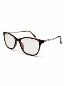 Cat Eye Eyeglass Frame With Retro Metal Temples - Rust Brown - View 3