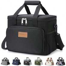 Medium Lunch Bag Insulated Lunch Box Soft Cooler Cooling Tote For Adult Men Women Black 12-Can 9L - 黑色 中號 9L - 查看 7